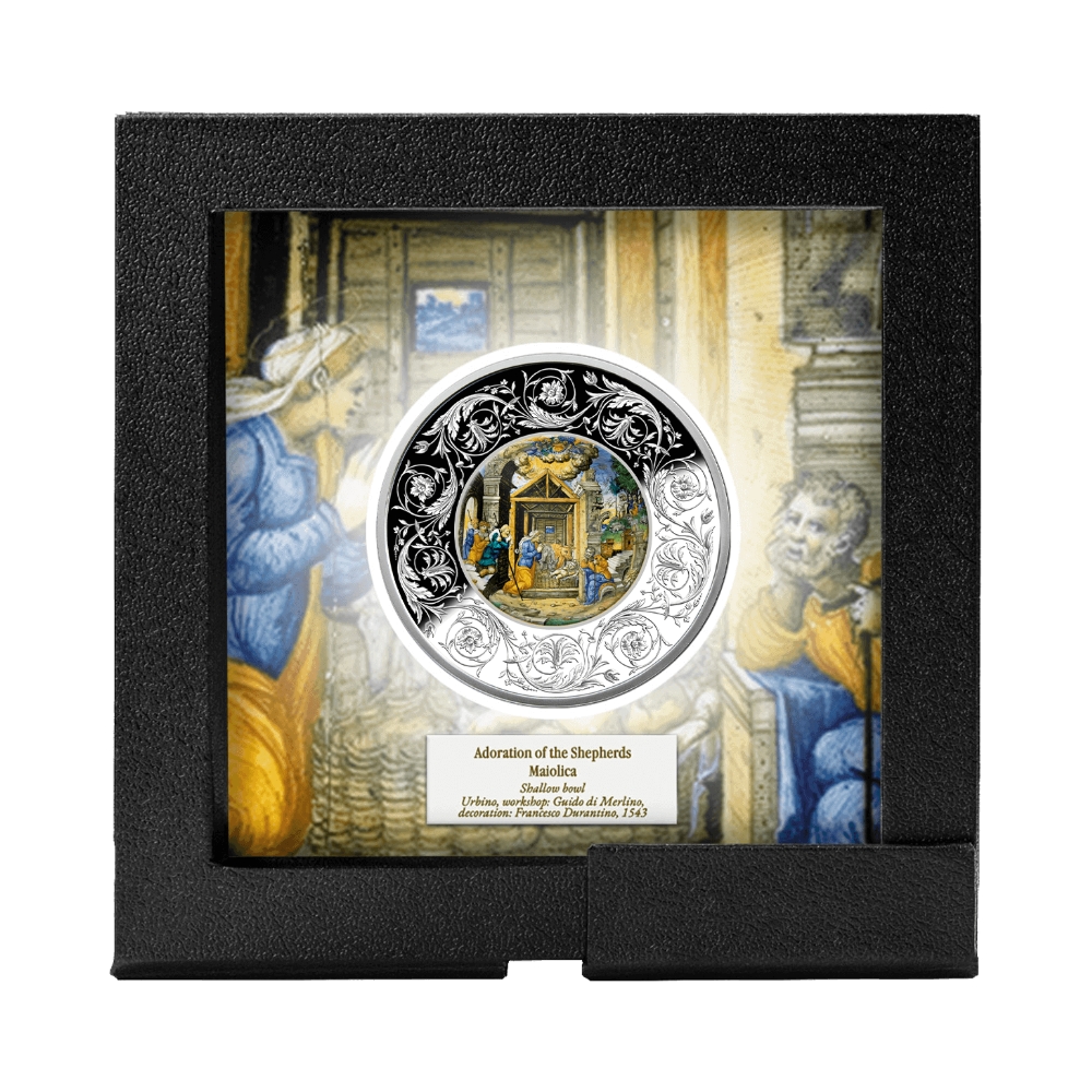 Поклоніння пастухів - Майоліка - срібна монета у рамці 2025 - 4