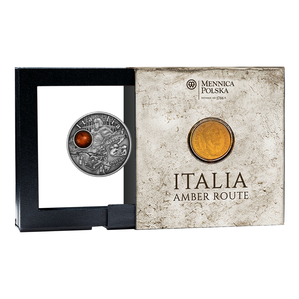 Італія, Бурштиновий шлях, срібна монета у рамці 2025 - 3